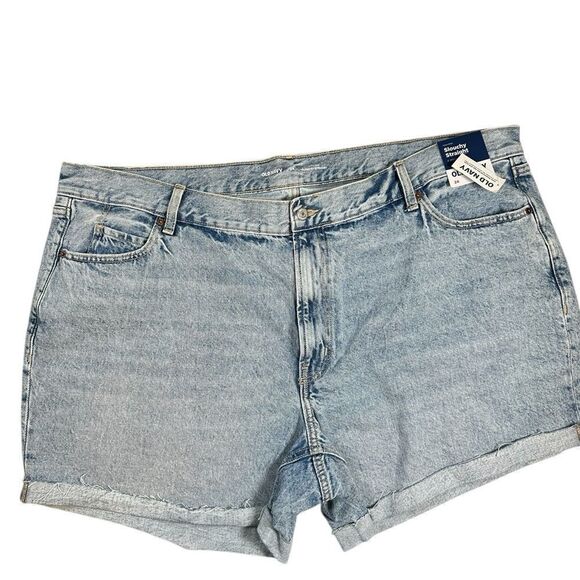 NWT Old Navy Plus Size Light Blue High Waist Raw Hem Cuffes Denim Shorts Size 24 - Picture 3 of 9